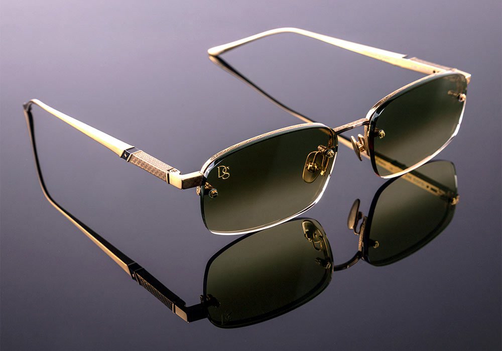 Leisure Society x Daniel Sturridge Solana 24K, gold semi-rimless with brown gradient lenses and DS initials